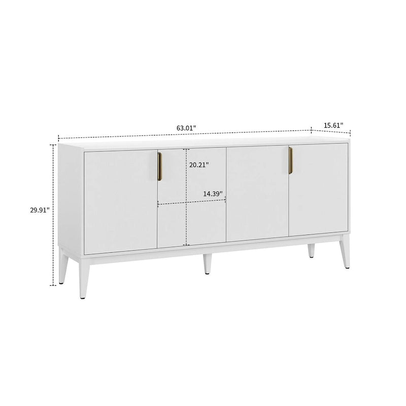 Classic Wooden Sideboard with Solid Rubberwood Legs
