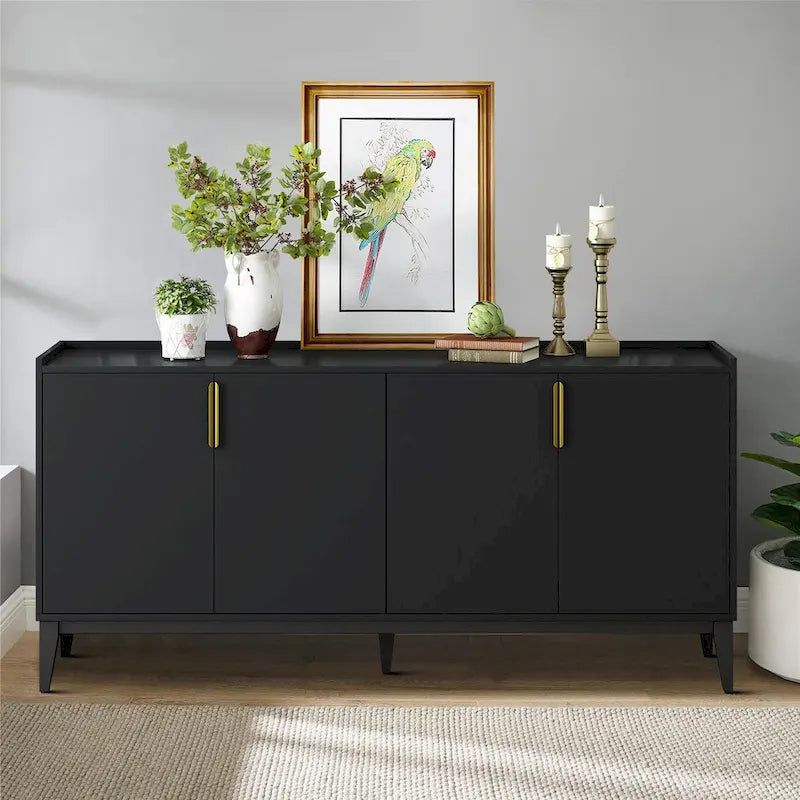 Classic Wooden Sideboard with Solid Rubberwood Legs