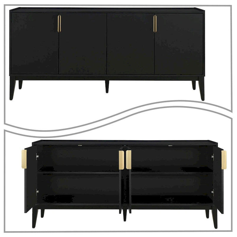 Classic Wooden Sideboard with Solid Rubberwood Legs