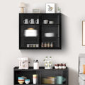 27.56Glass Doors Modern Two-door Wall Cabinet with Featuring Three-tier Storage for Entryway Living Room Bathroom Dining Room