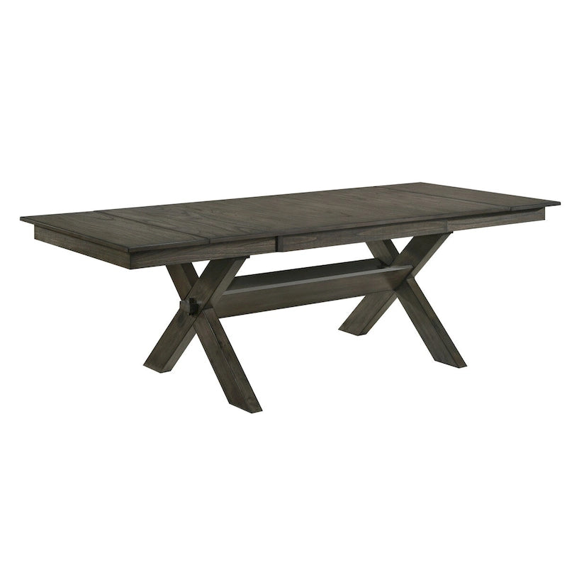 67-95 Inch Extendable Dining Table, Crossed Trestle Base, Rustic Brown