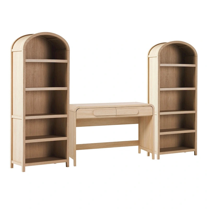 Middlebrook 3-Piece Set Writing Desk with 2 Open Bookcases