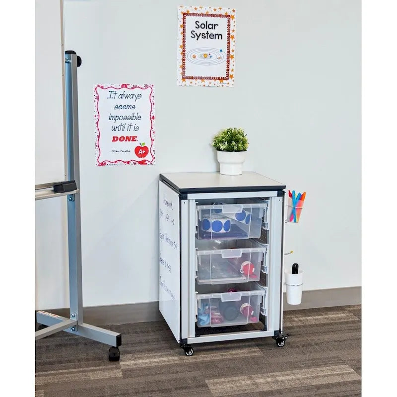 Luxor Modular Classroom Storage Cabinet - Single Cabinet with 3 Large Bins