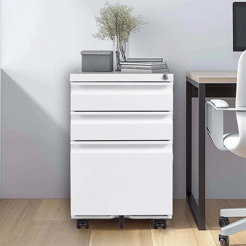 3 Drawer Mobile File Cabinet with Lock