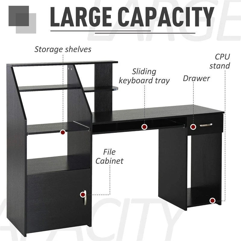 Computer Desk with Storage Shelves