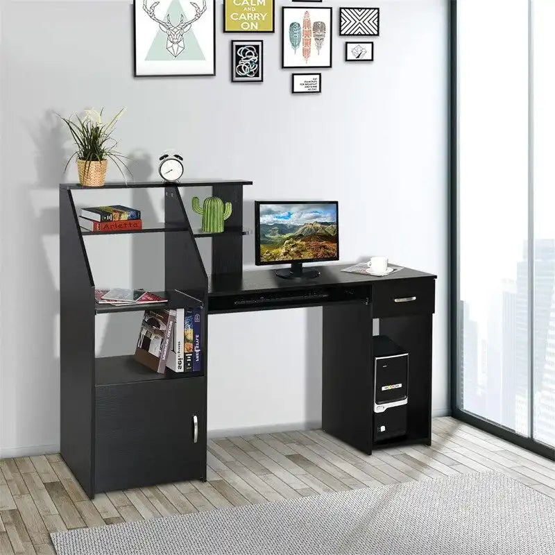Computer Desk with Storage Shelves