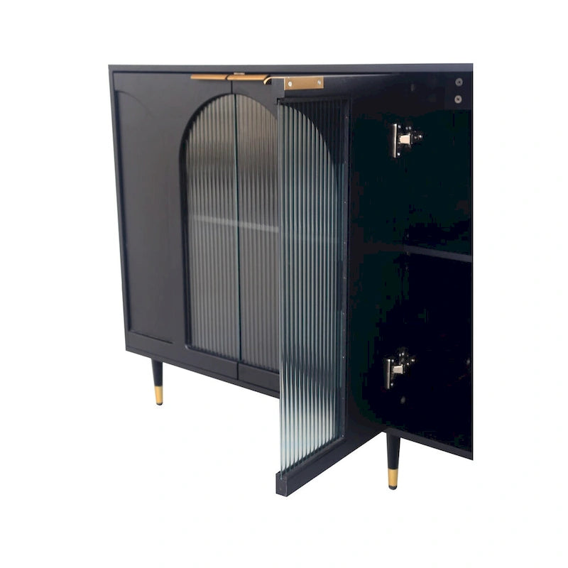 Accent Cabinet Wooden Cabinet with 4 Glass Doors