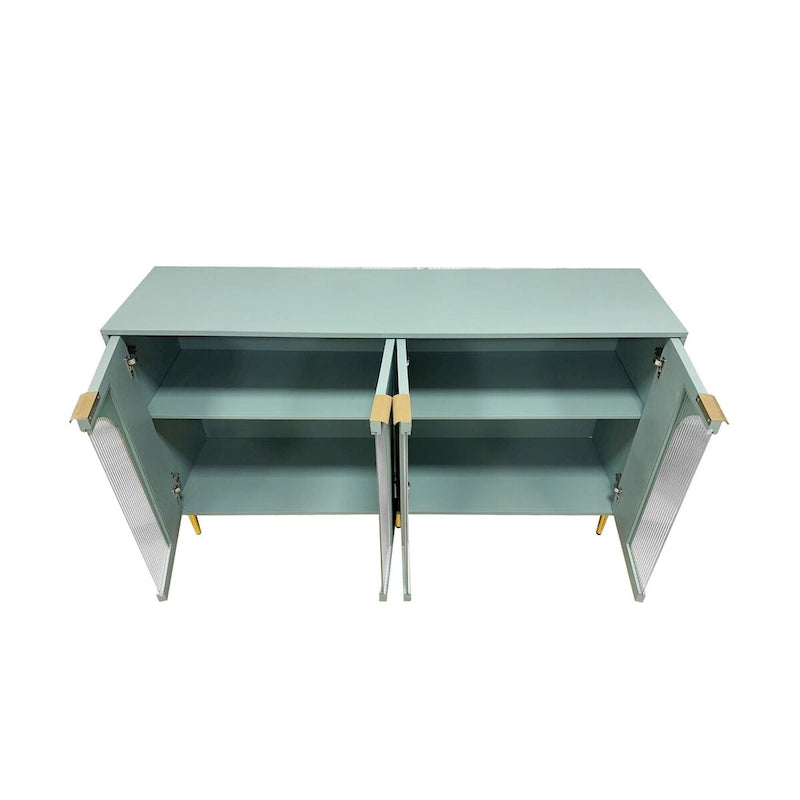 Accent Cabinet Wooden Cabinet with 4 Glass Doors