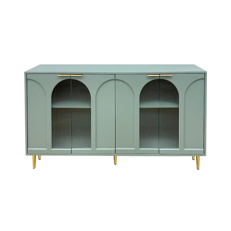 Accent Cabinet Wooden Cabinet with 4 Glass Doors