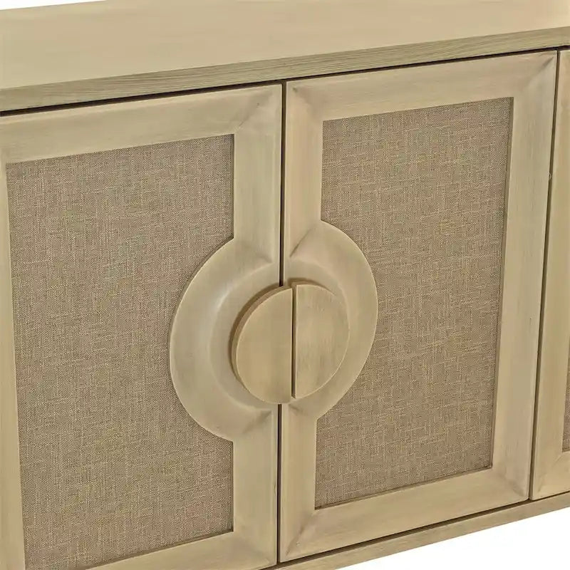 59.84 Elegant Vintage 4-Door Cabinet with Linen Decorated Doors