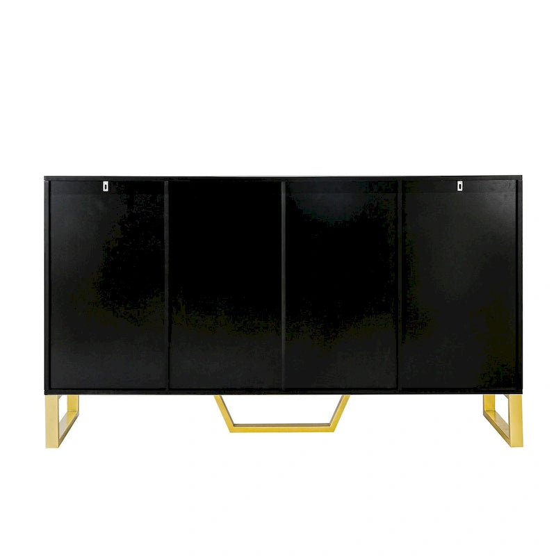Kitchen Sideboard Cabinet with 4 Doors, Meta handles, Legs and Adjustable Shelves - 60L x 15.7W x 34H