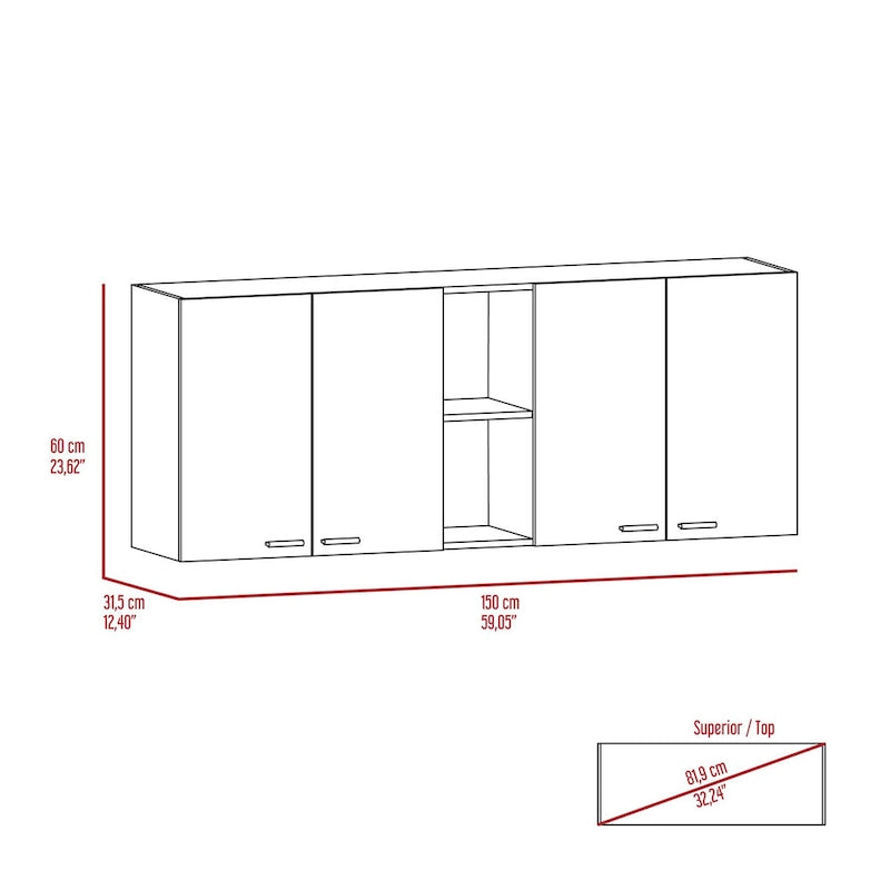 Wall Cabinet Ontario, Double Door, White Finish,High quality and durable