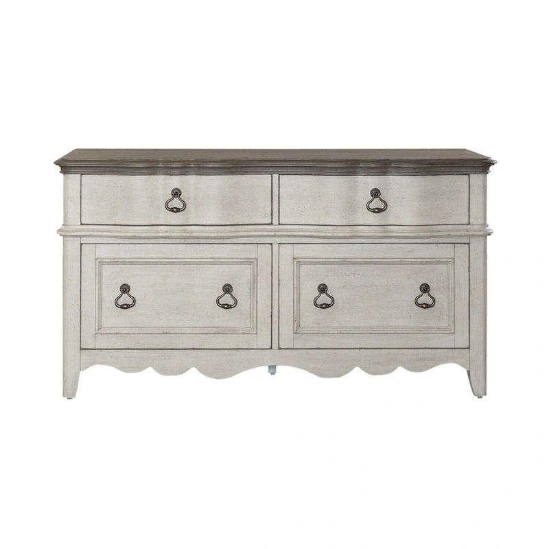 Chesapeake Wirebrushed Antique White Credenza - Width 56 x Depth 21 x Height 30