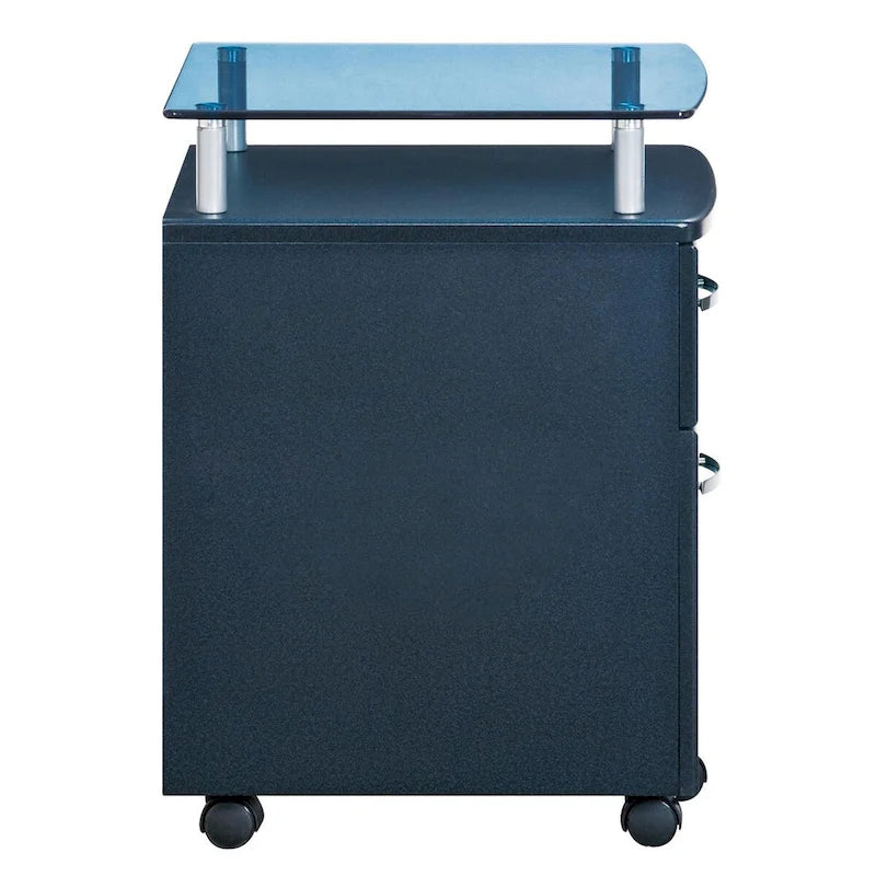 Rolling File Cabinet with Glass Top, High quality and durable,Graphite