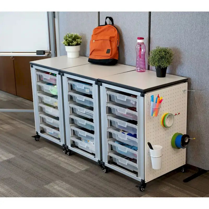 Modular Classroom Storage Cabinet - 3 side-by-side modules with 18 small bins - N/A