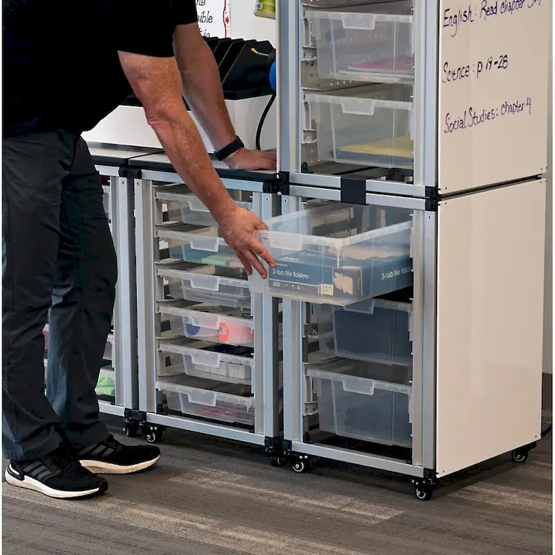 Modular Classroom Storage Cabinet - 3 side-by-side modules with 18 small bins - N/A