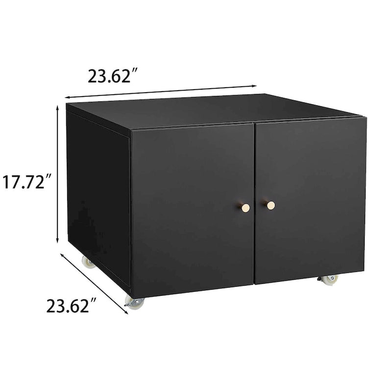 Black 2 Door Steel Copier Stand Mobile File Pedestal