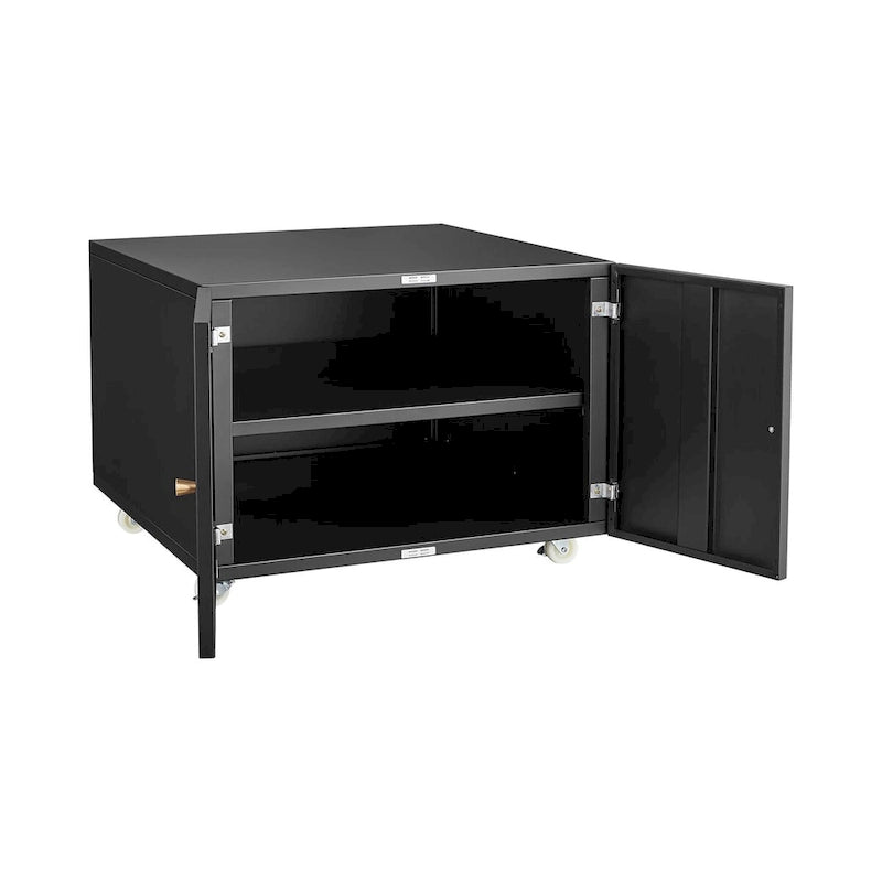 Black 2 Door Steel Copier Stand Mobile File Pedestal