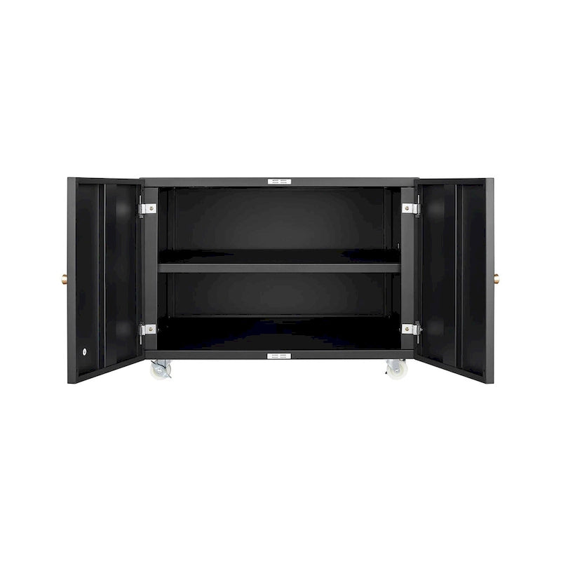 Black 2 Door Steel Copier Stand Mobile File Pedestal