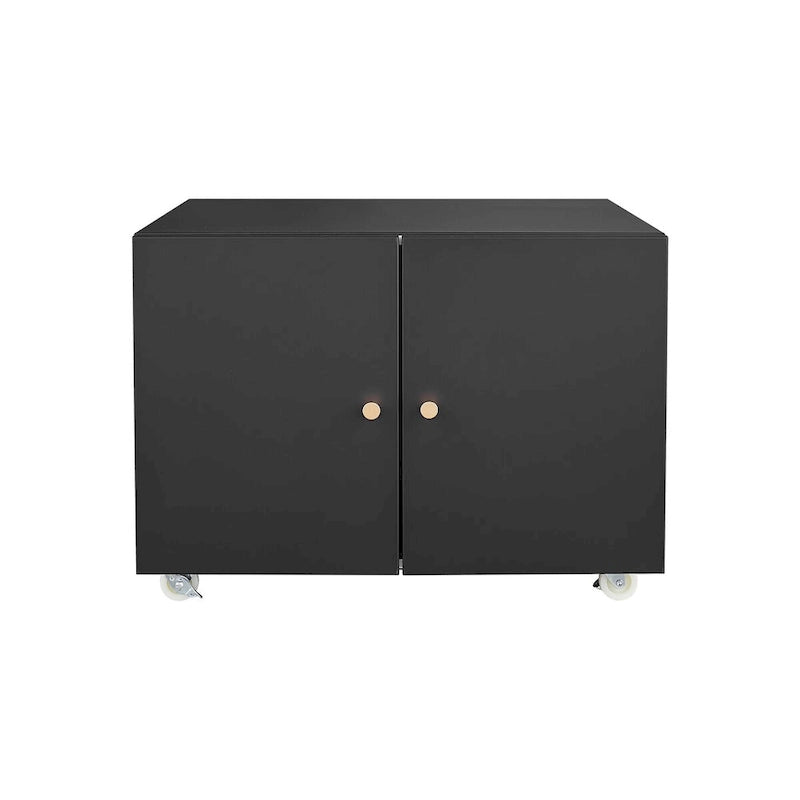 Black 2 Door Steel Copier Stand Mobile File Pedestal