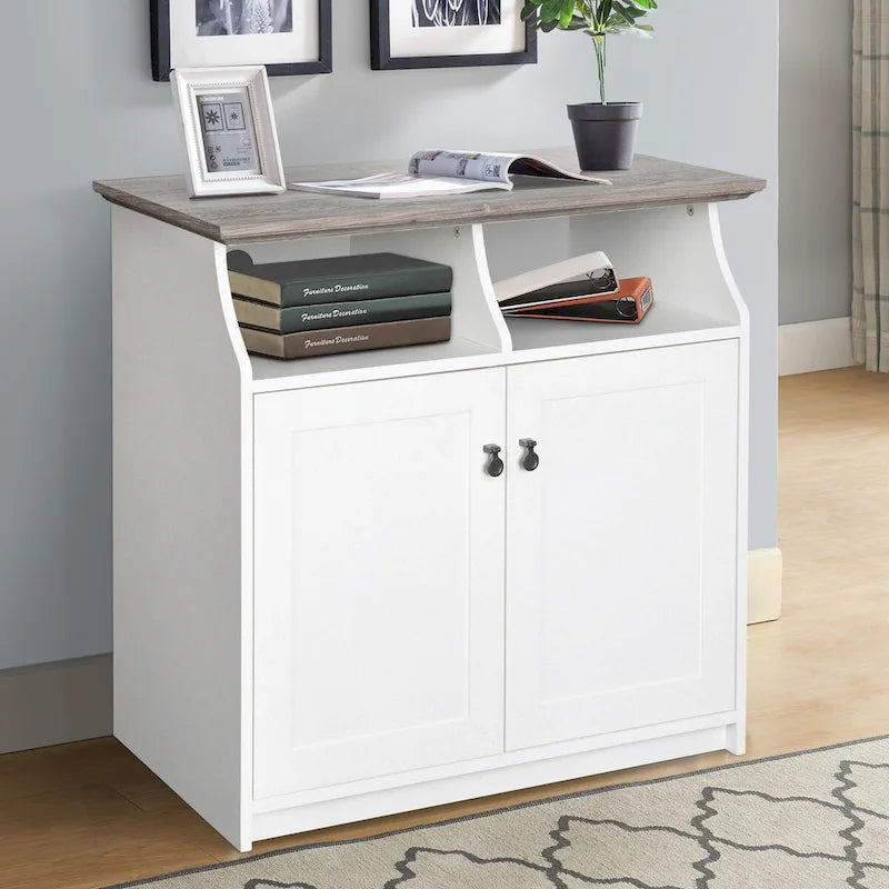 Saint Birch Finley White 2-Door Vertical Filing Cabinet with Hidden Storage