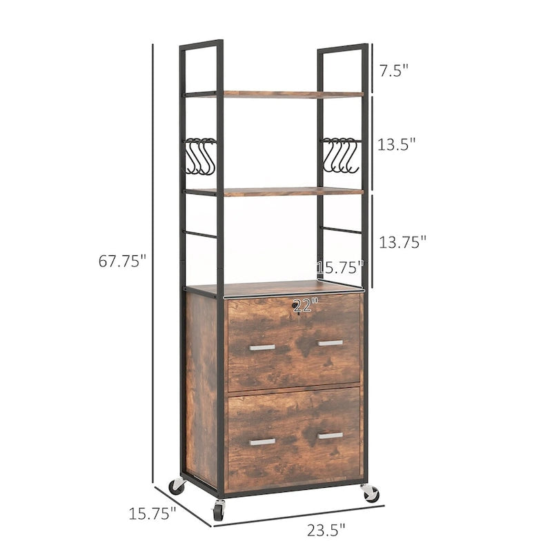 2 Drawer Mobile File Cabinet