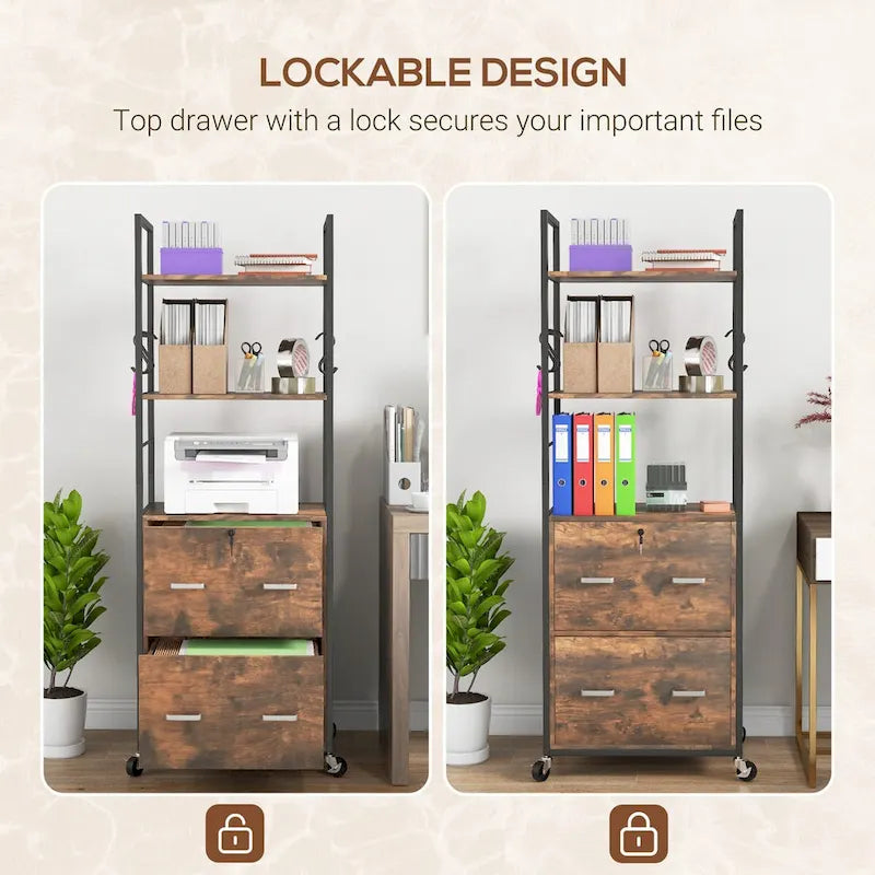 2 Drawer Mobile File Cabinet