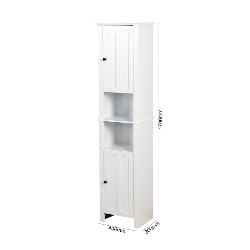 White Bathroom Storage Floor Cabinet with 6 Shelves