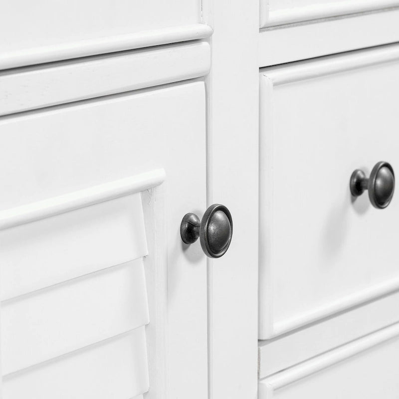 Bathroom Vanity with Ceramic Basin, Two Cabinets and Five Drawers