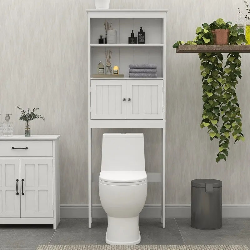 Over The Toilet Bathroom Cabinet with 2 Doors,Wood Storage Organizer Cabinet