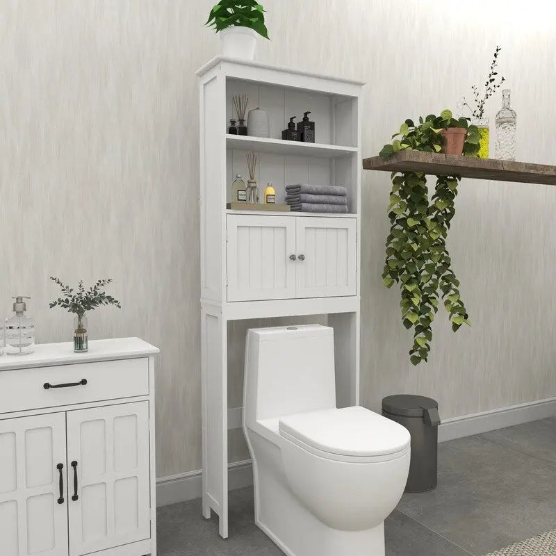 Over The Toilet Bathroom Cabinet with 2 Doors,Wood Storage Organizer Cabinet