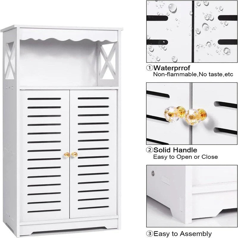 Bathroom Storage Cabinets White Floor Free Standing Cabinet - 9.5D x 13.4W x 29.5H