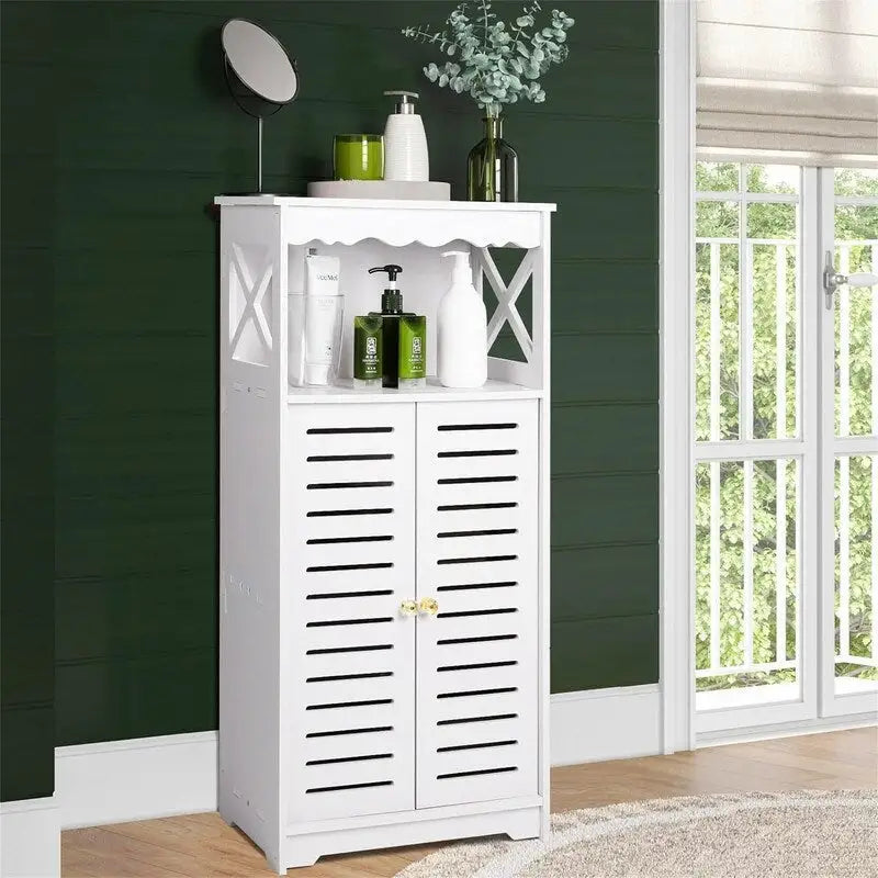Bathroom Storage Cabinets White Floor Free Standing Cabinet - 9.5D x 13.4W x 29.5H