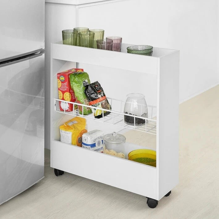 Haotian BZR46-W, Freestanding Bathroom Cabinet with 3-tier Shelf