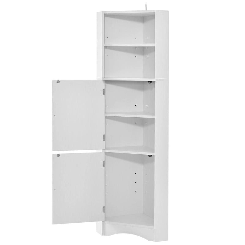 5 Tier Wooden Freestanding Tower Cabinet Tall Bathroom Storage Cabinet