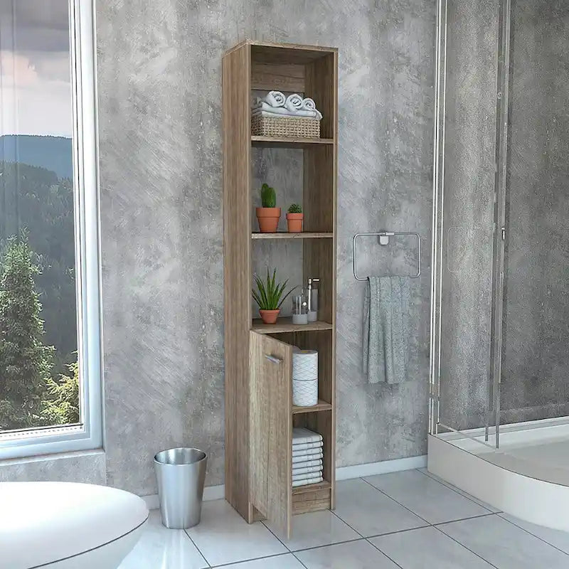 Bathroom Linen Cabinet with 3 Shelves,Single Door