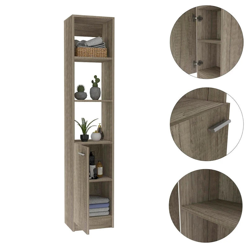Bathroom Linen Cabinet with 3 Shelves,Single Door