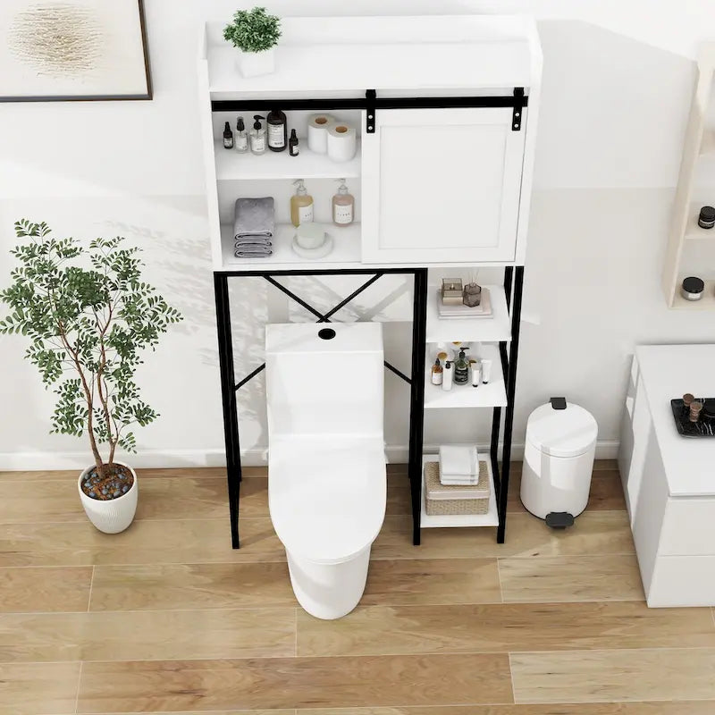 Over The Toilet Storage Cabinet with Sliding Barn Door