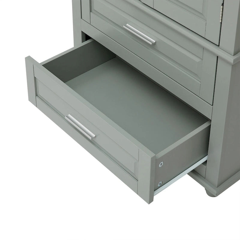 Tall Storage Cabinet with Two Drawers for Bathroom/Office, Grey