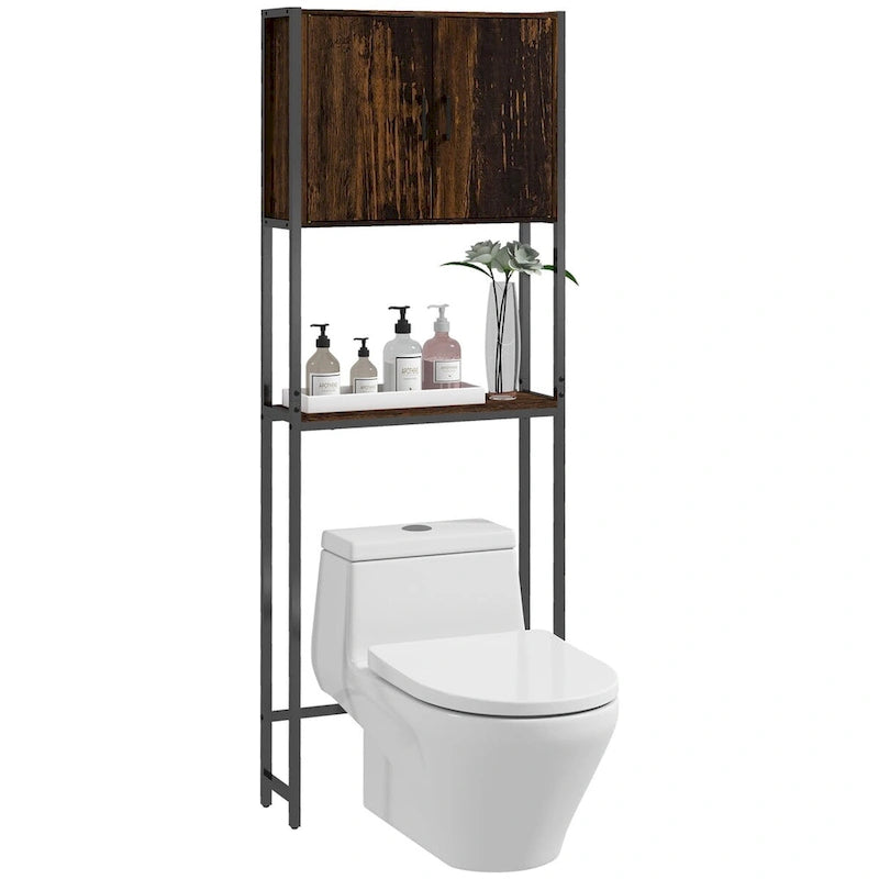 Industrial Over The Toilet Storage Cabinet with Double Door Cupboard and Adjustable Shelf