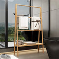 Bamboo Ladder Towel Rack with Storage Shelf