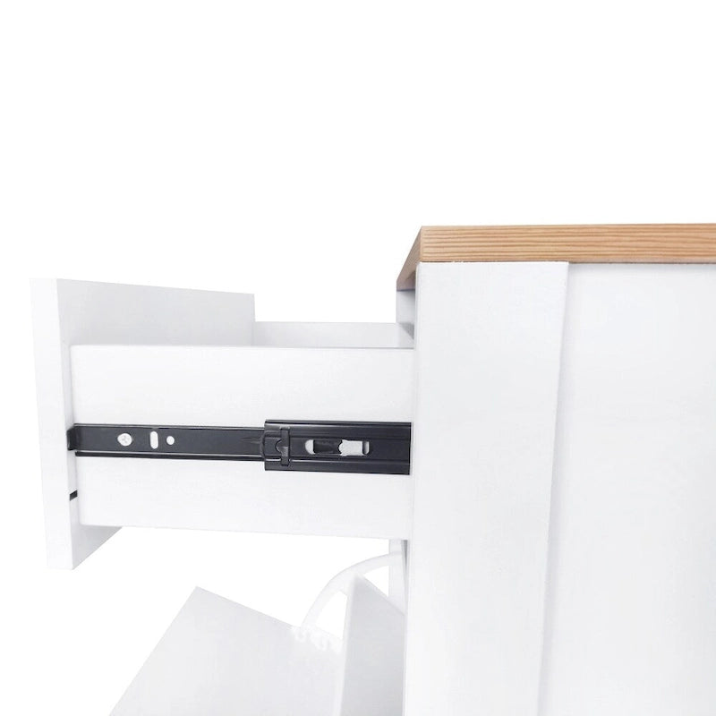 Wood Pattern Top Shoe Cabinet with Flip Drawers and Adjustable Panel