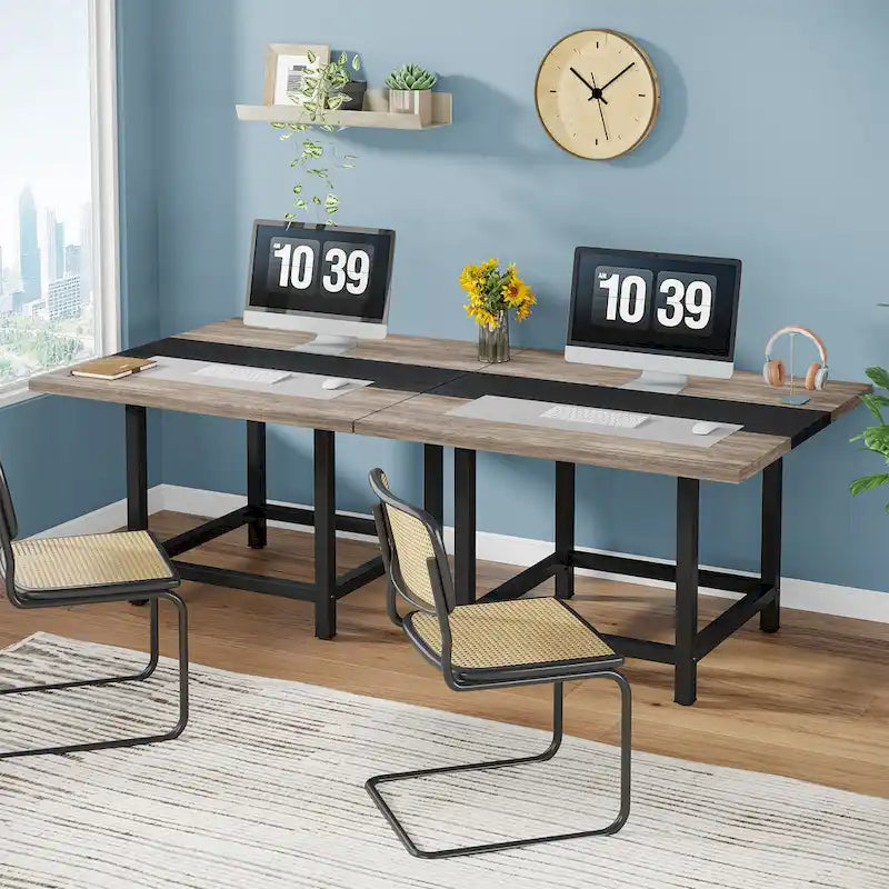 Small Conference Room Table for 4 People, Square 40- Inches Wood Desk for Home Office - 39-inch D
