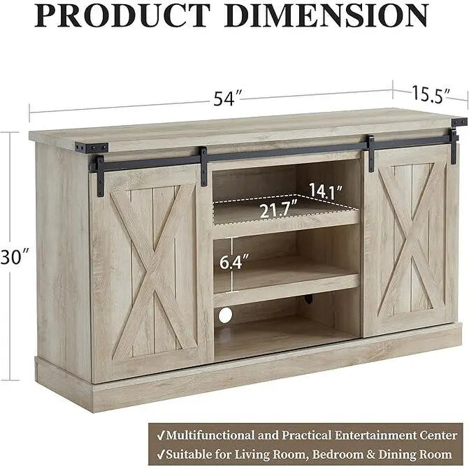 Wood Media Console TV Stand Entertainment Center