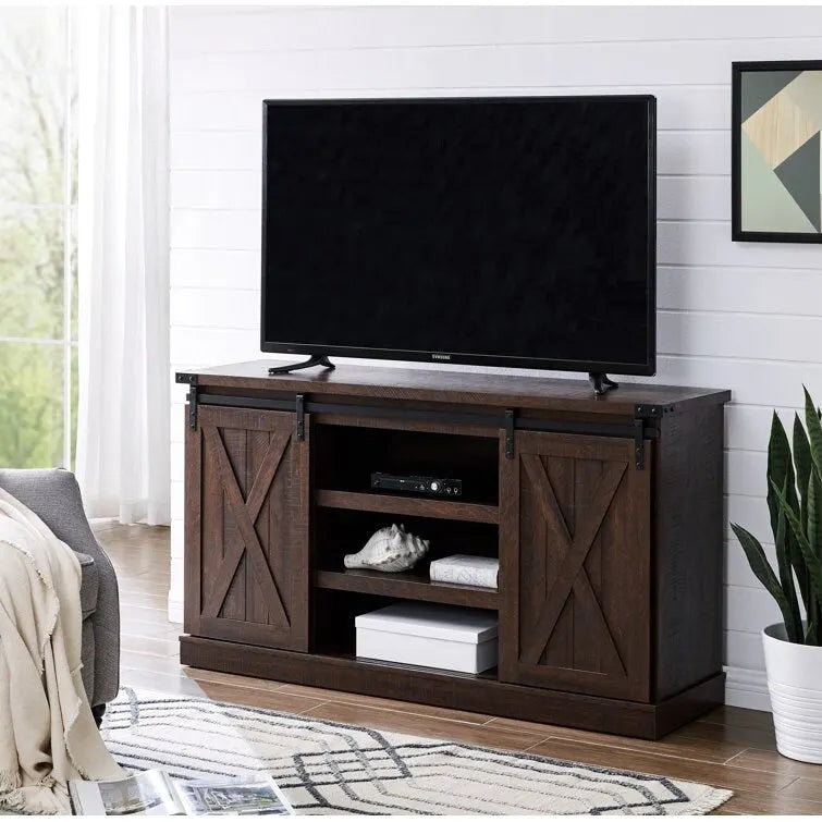 Wood Media Console TV Stand Entertainment Center