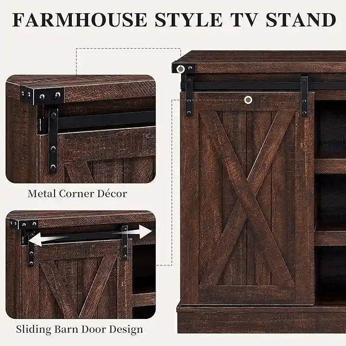 Wood Media Console TV Stand Entertainment Center