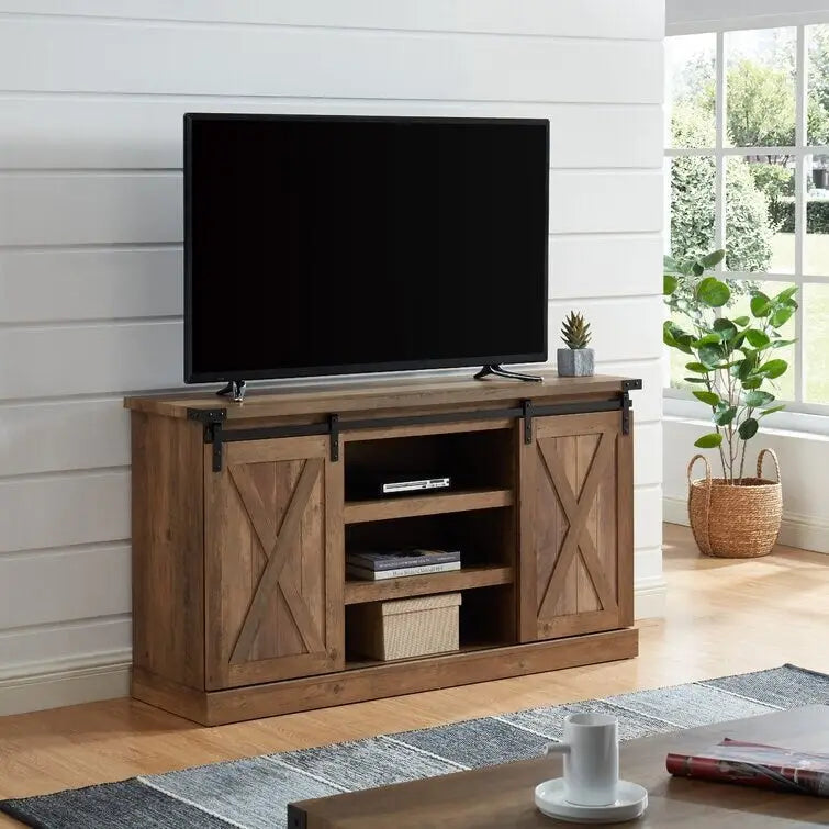 Wood Media Console TV Stand Entertainment Center