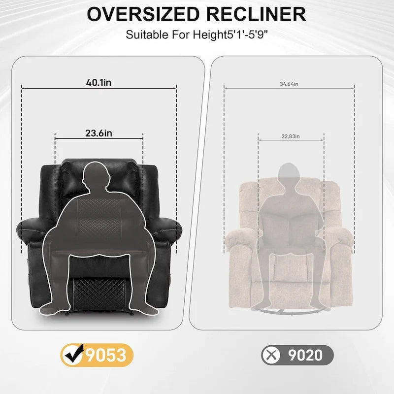 Breathable Leather Massage Recliner Chair Manual Living Room Reclining Sofa