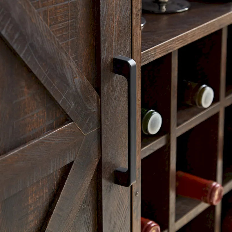 Farmhouse Sideboard Cabinet with Wine Rack, Drawer & Adjustable Shelves
