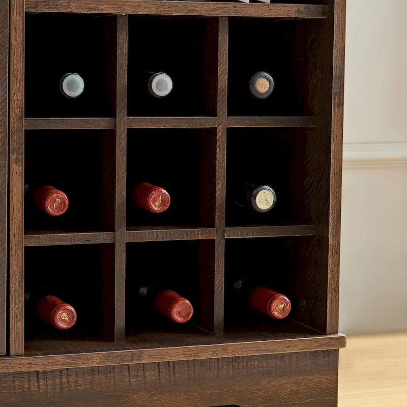 Farmhouse Sideboard Cabinet with Wine Rack, Drawer & Adjustable Shelves